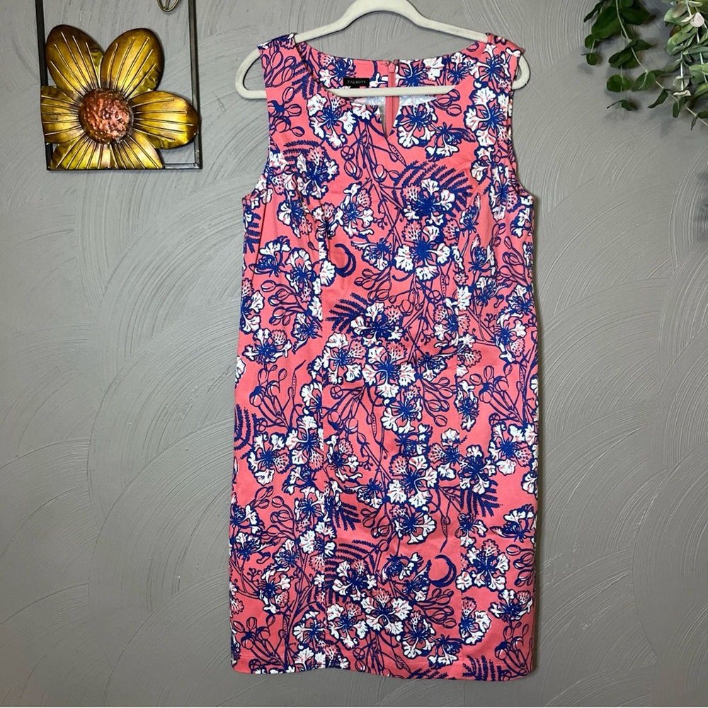 New Talbots Floral Pink and Blue Sheath Dress